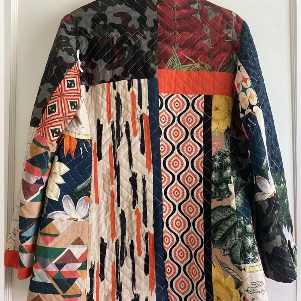 Vilagallo Patchwork Quilted Blazer Jacket Coat Si… - image 8